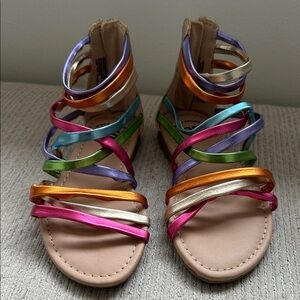 SO Kids Multi-Color Metallic Strappy Gladiator Sandals